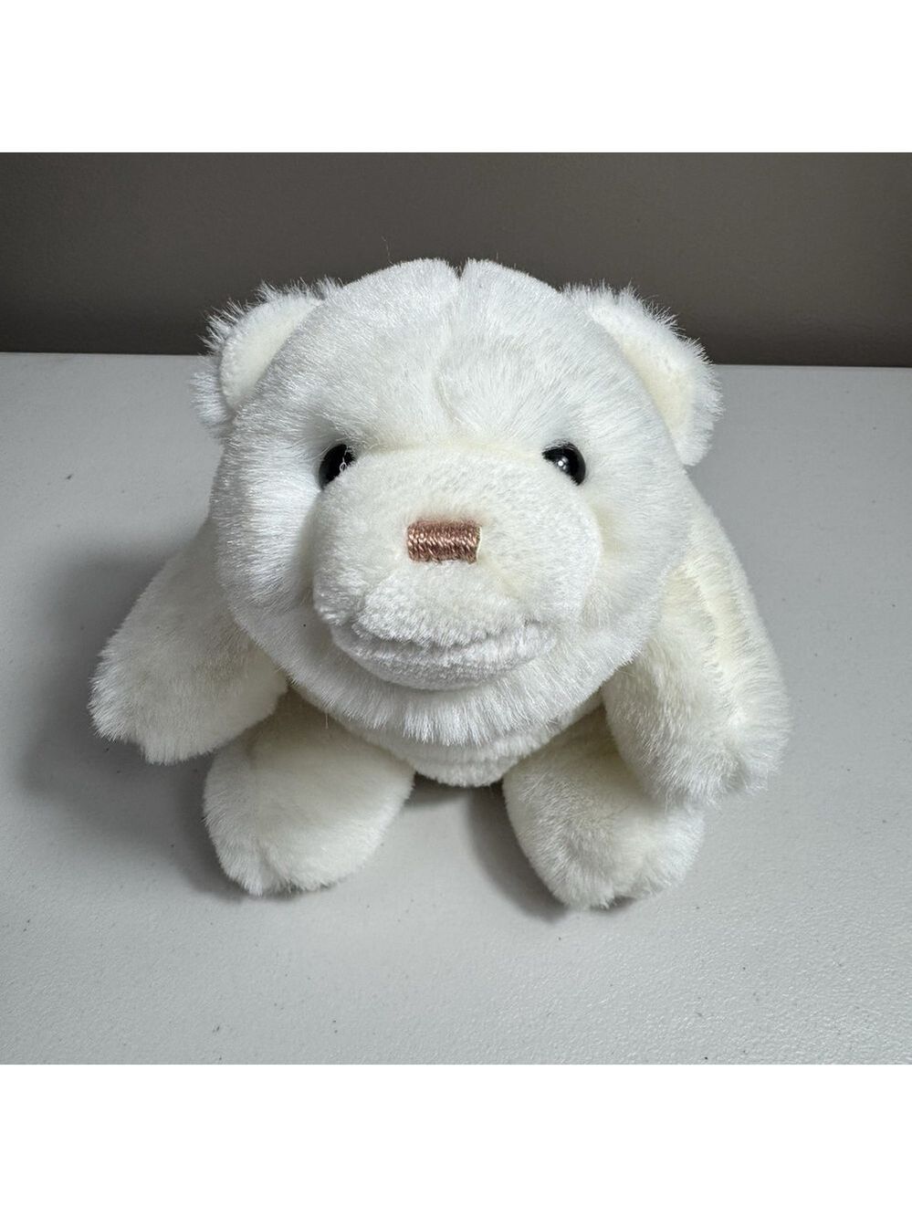 Baby Gund 1980 Baby Bear White Plush Rattle 9 Inch